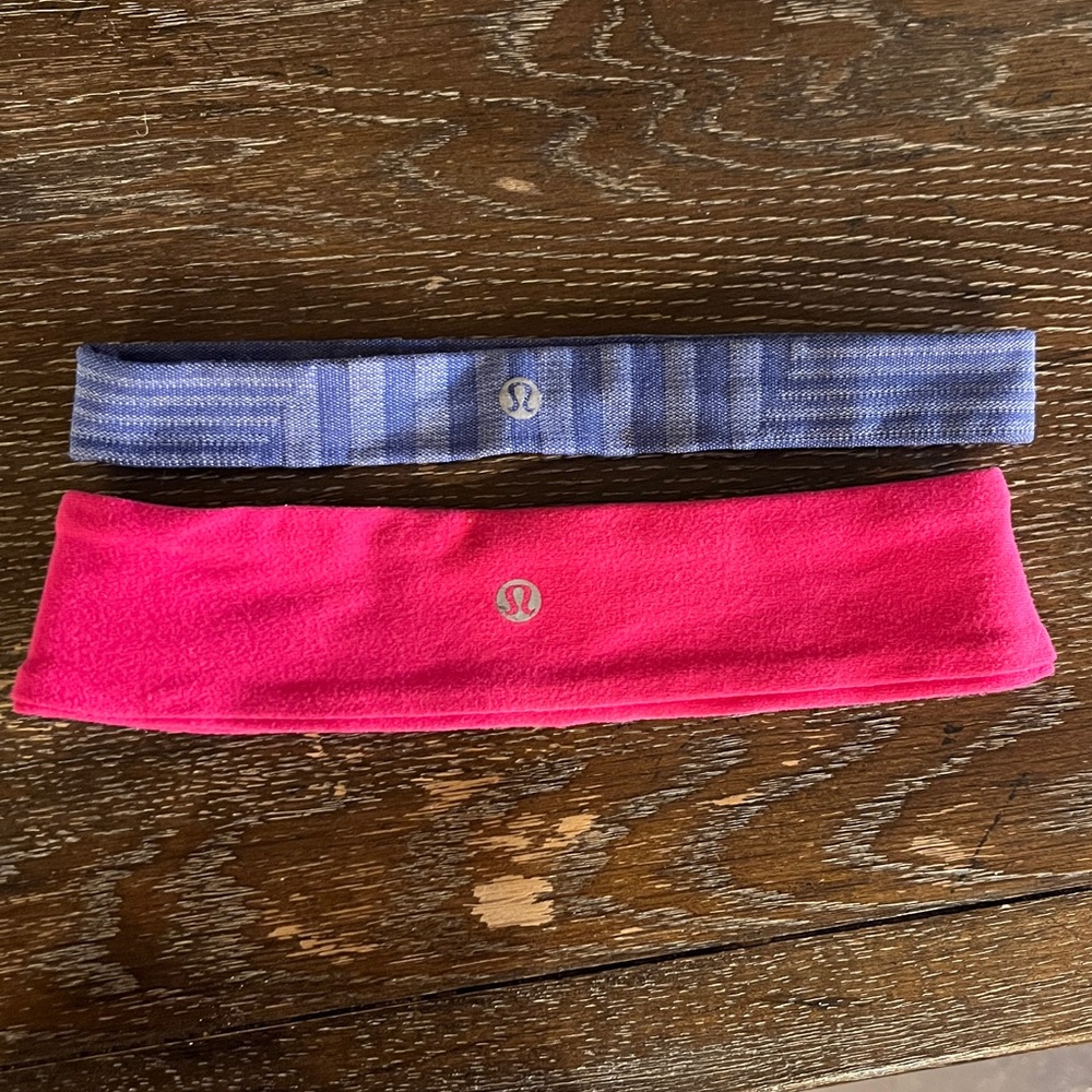 Lululemon 2 headbands pink and blue